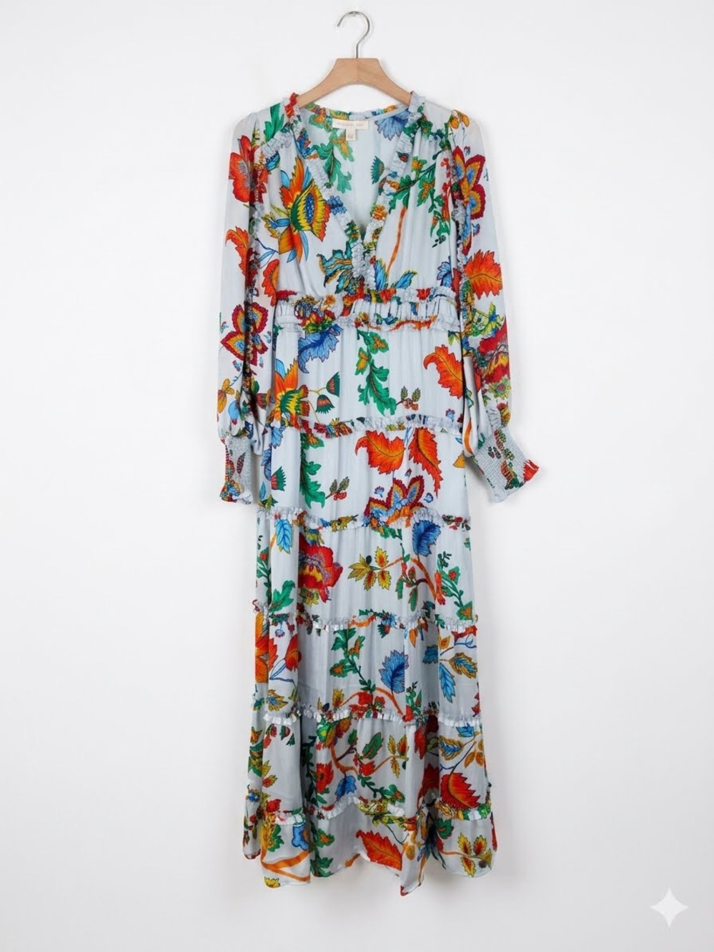 NWT Chelsea and Violet Floral Tiered Maxi Dress in Light Blue - Picture 1 of 9
